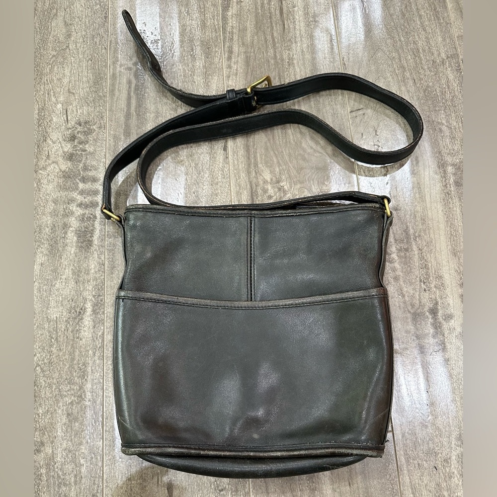 Vintage Coach Crossbody Bag, Black Leather